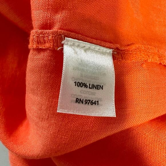 J. Jill Orange Linen Button Tunic Top Size Small Long Sleeves Simple Minimalist - Picture 10 of 12